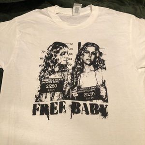 “Free Baby” mugshot tee from Three From Hell